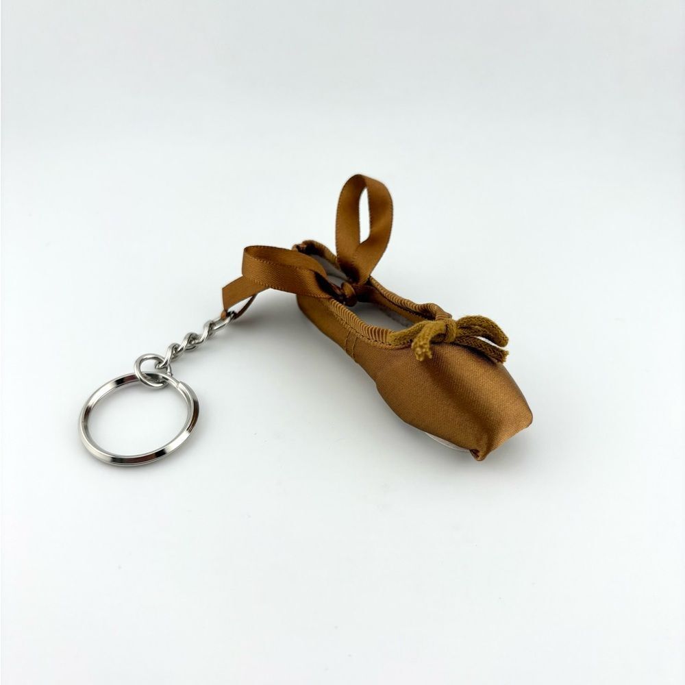 Satin Ballerina Shoe Keychain in Brown NWOT